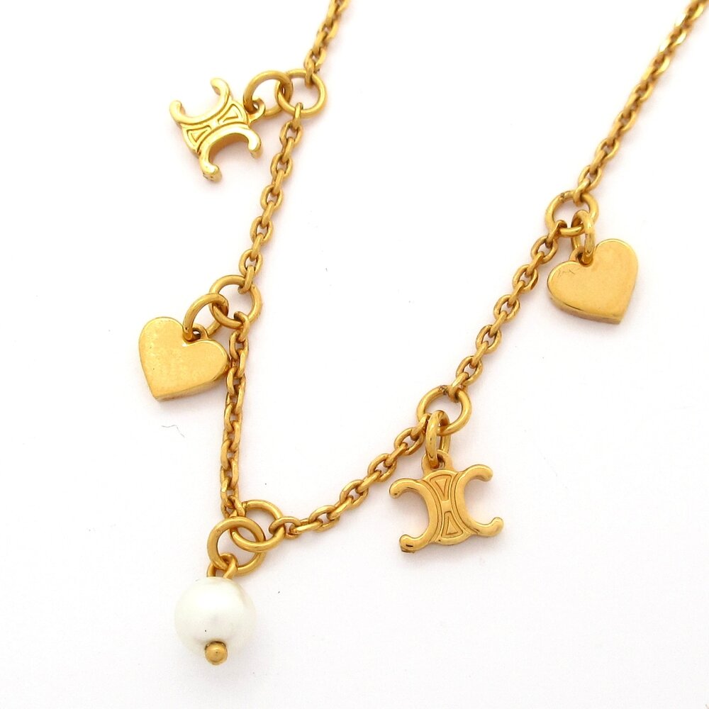 Celine Necklace Gold Cream Hardware Faux Pearl